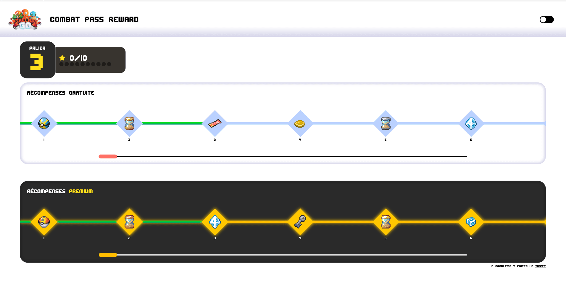 Interface des récompenses du Battle Pass