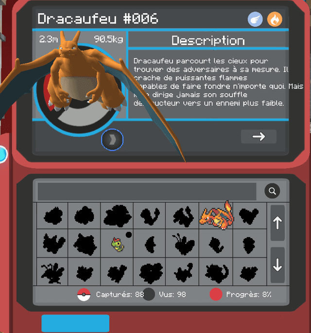 Interface du Pokédex
