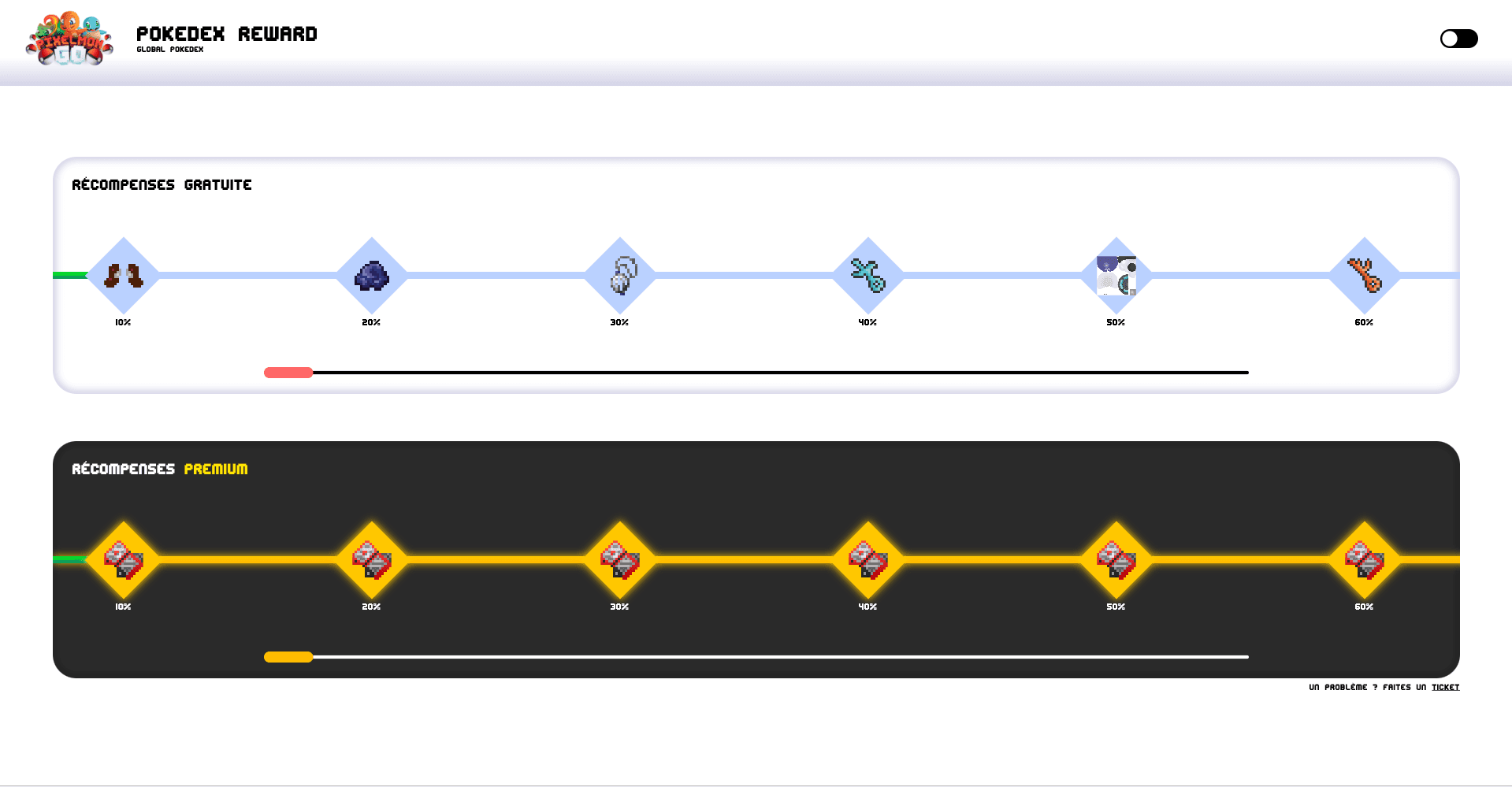 Interface des récompenses Pokédex