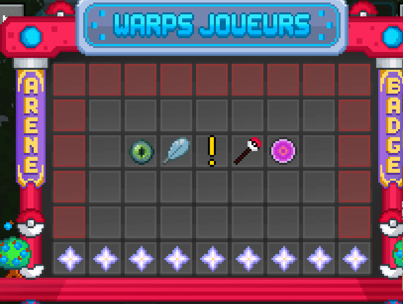 Menu des Warps Joueurs — catégories