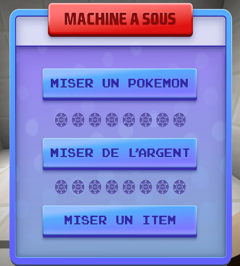 Machine à sous - Menu principal